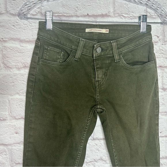 Levi’s 535 Olive Green Destroyed Knee Skinny Jeans - Picture 5 of 14